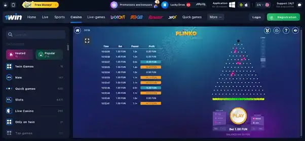 Play 1win Plinko online
