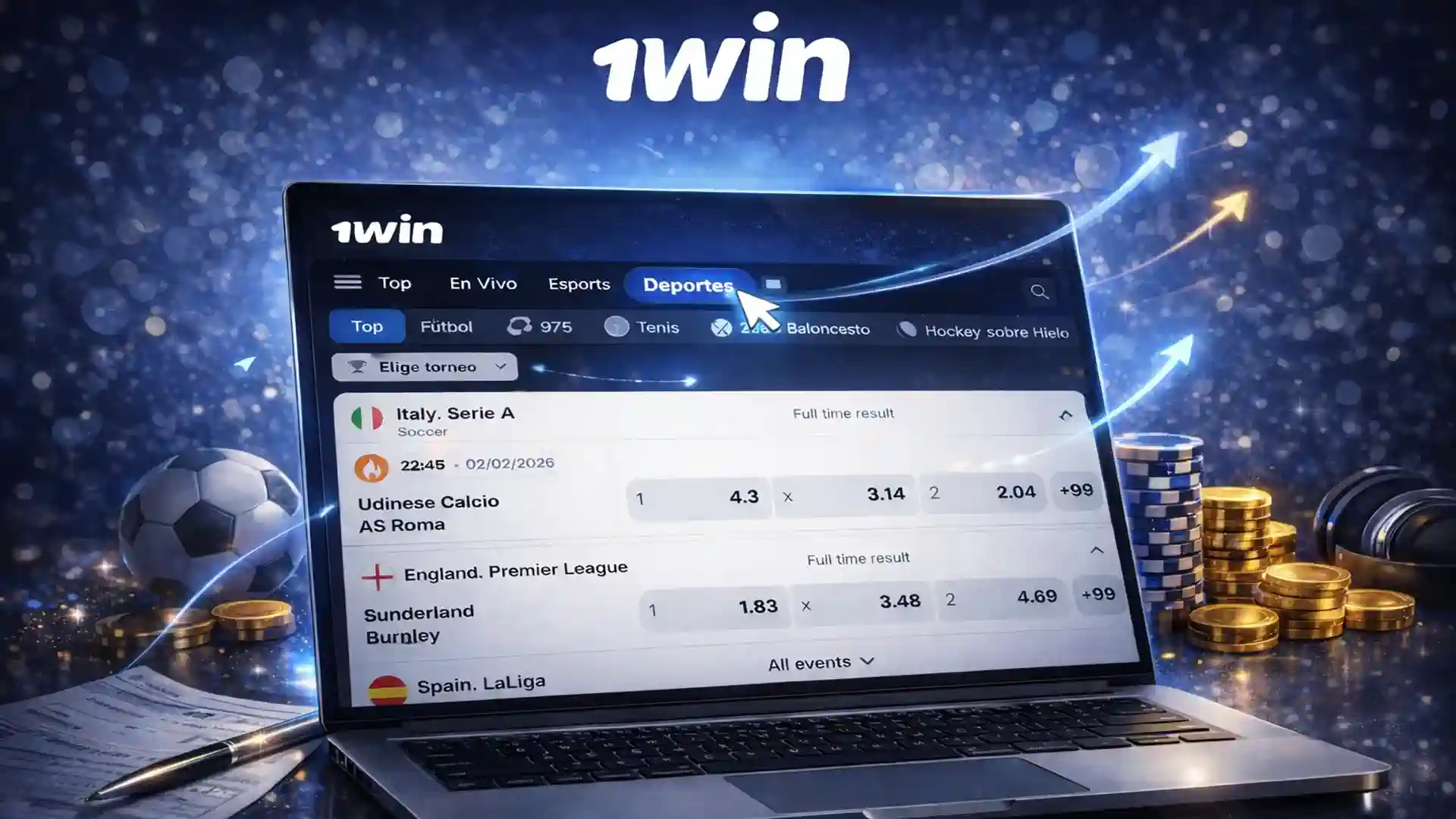 Plataforma de apuestas deportivas 1win Chile con fútbol y ligas internacionales