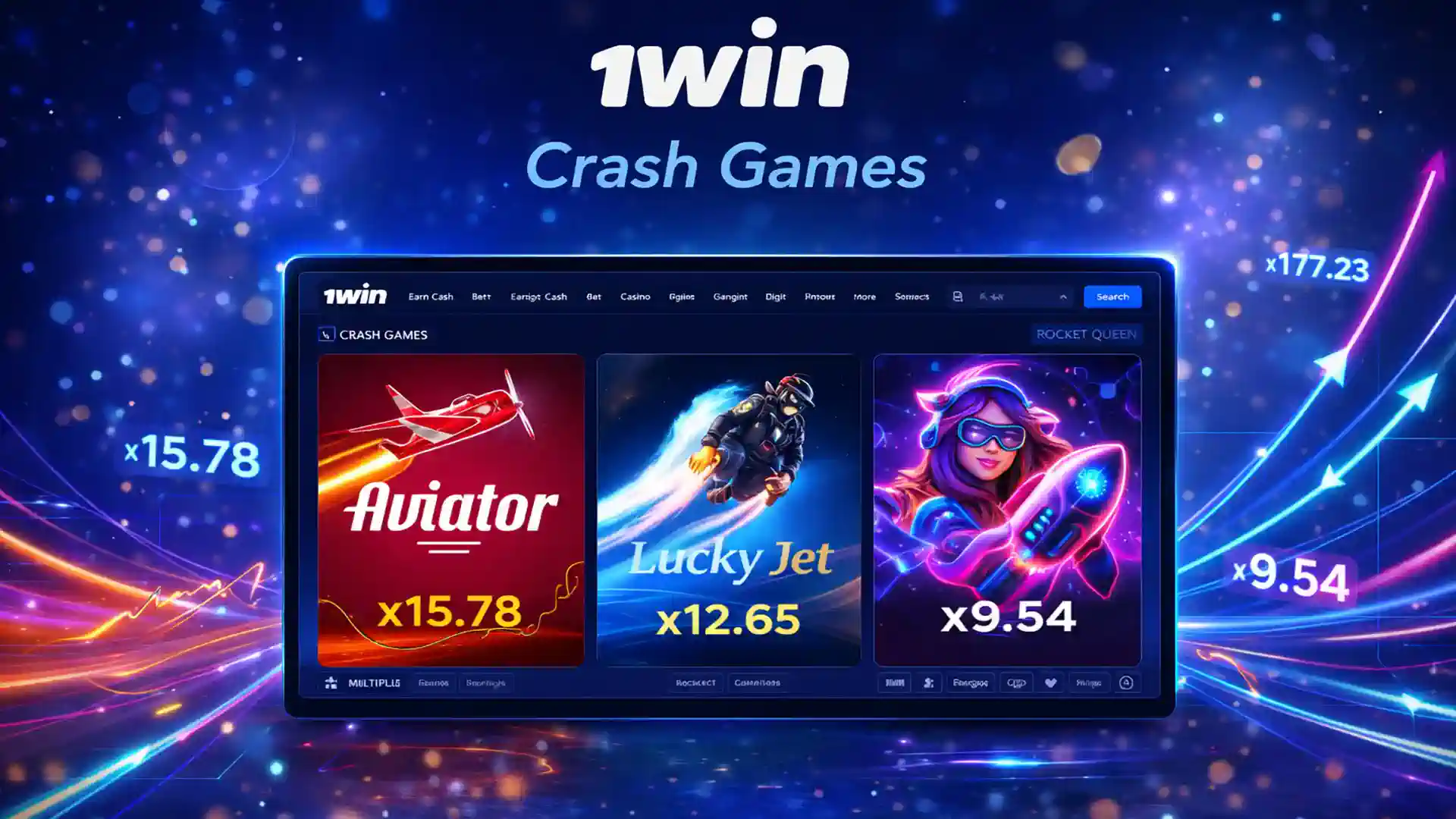 1win crash games selection with Aviator, Lucky Jet and fast-paced multiplier games for quick wins
