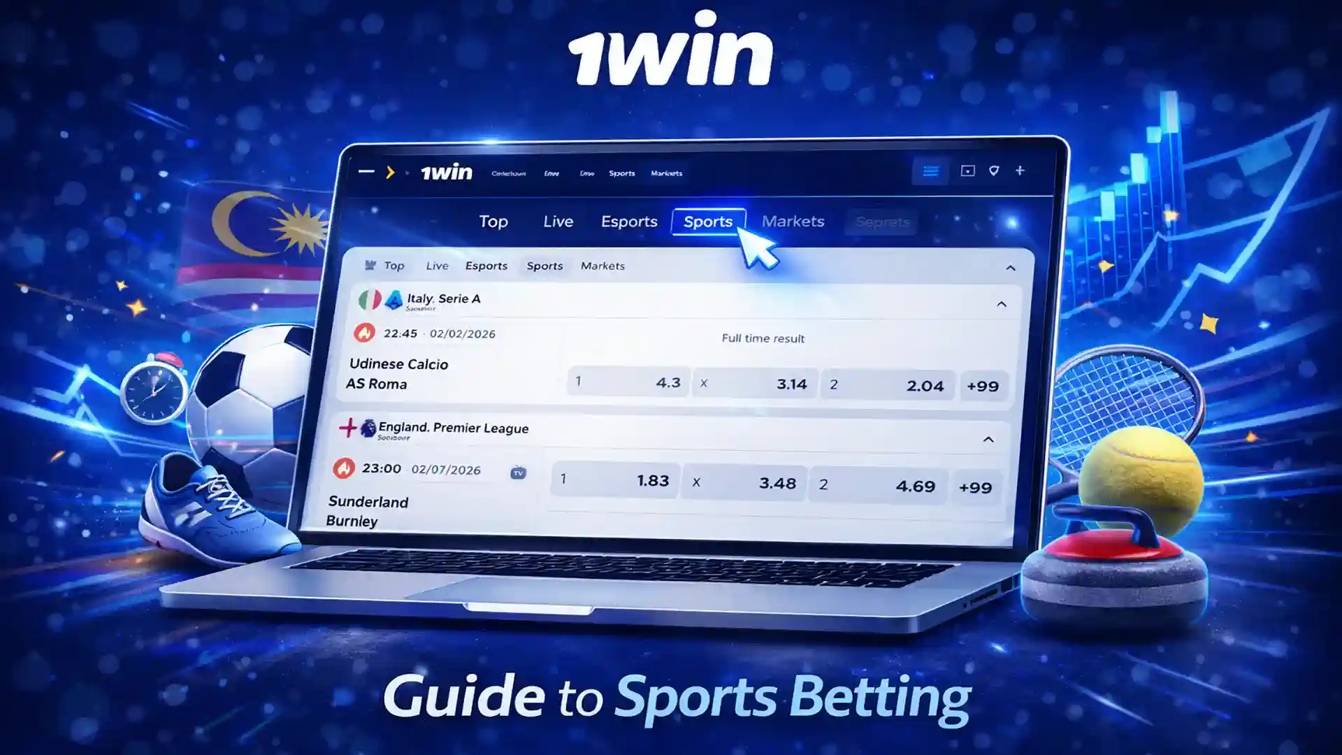 Sports betting guide on 1win with football odds, live matches and multiple betting options