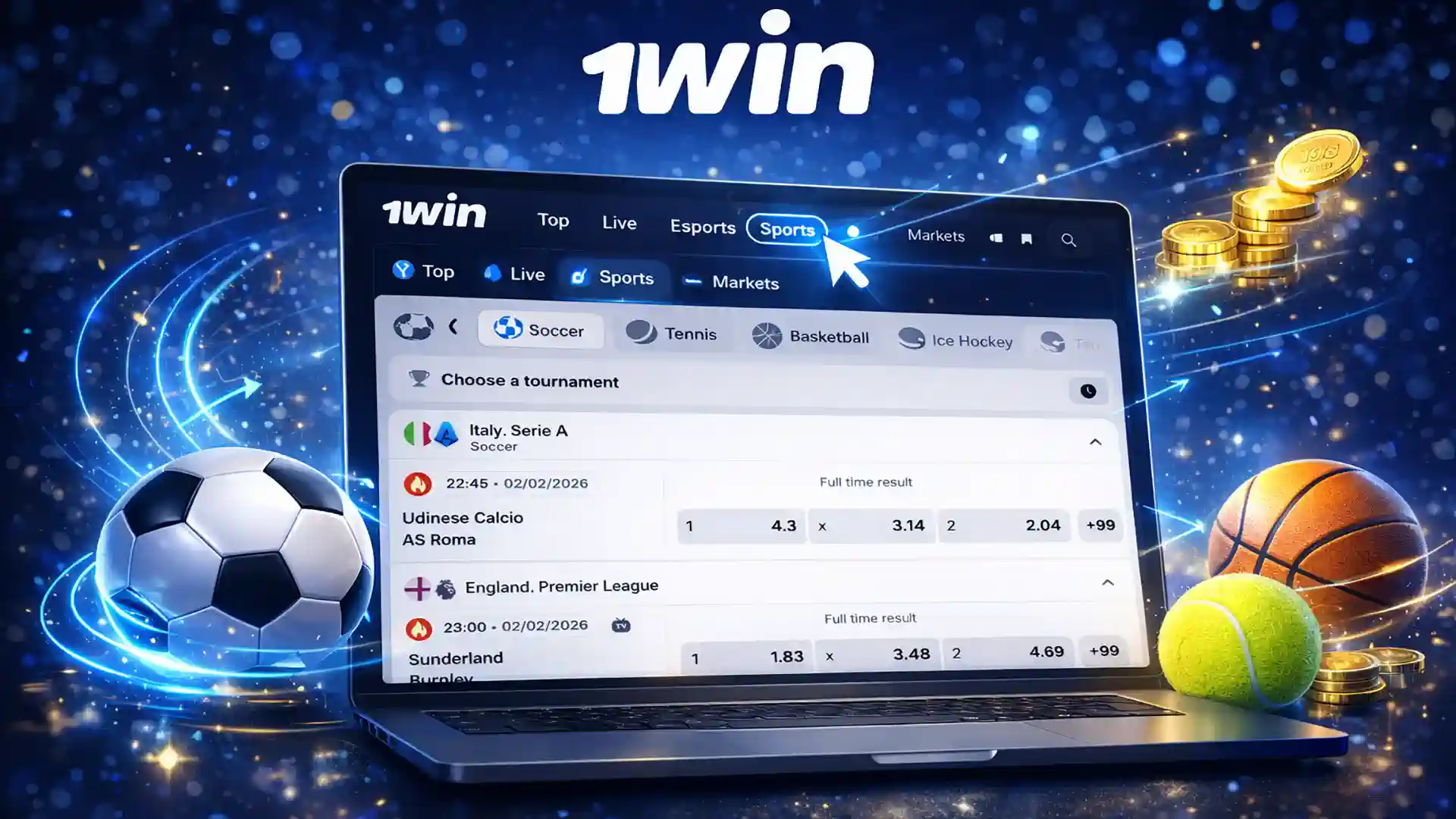 1win sports betting platform in Thailand with football leagues and live betting options